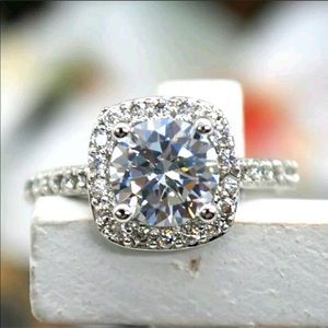 2CTW Diamond CZ White Gold Plated Ring.